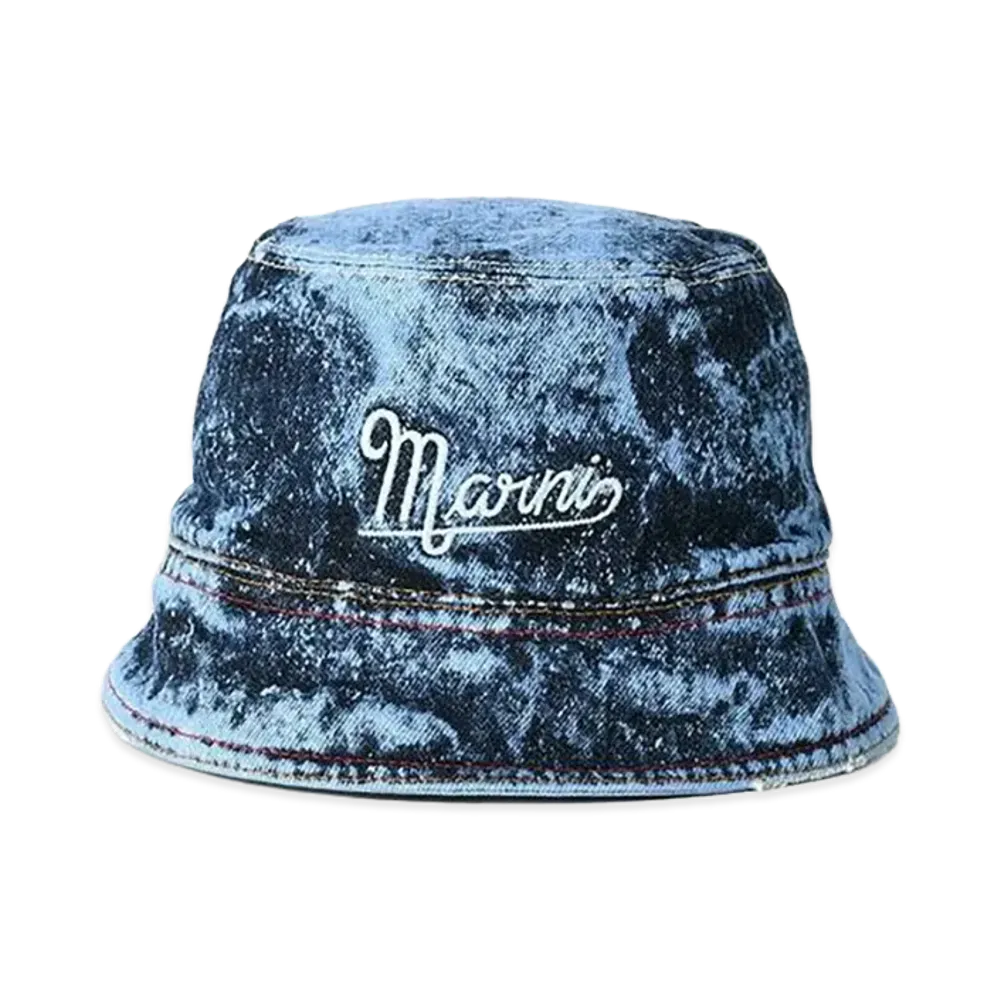 MARNI Women's Marble Dye Bucket Hat "Blue Denim"