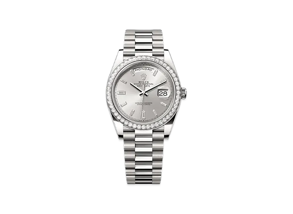 ROLEX Day-Date 40mm White Gold Diamond 228349RBR "Silver"