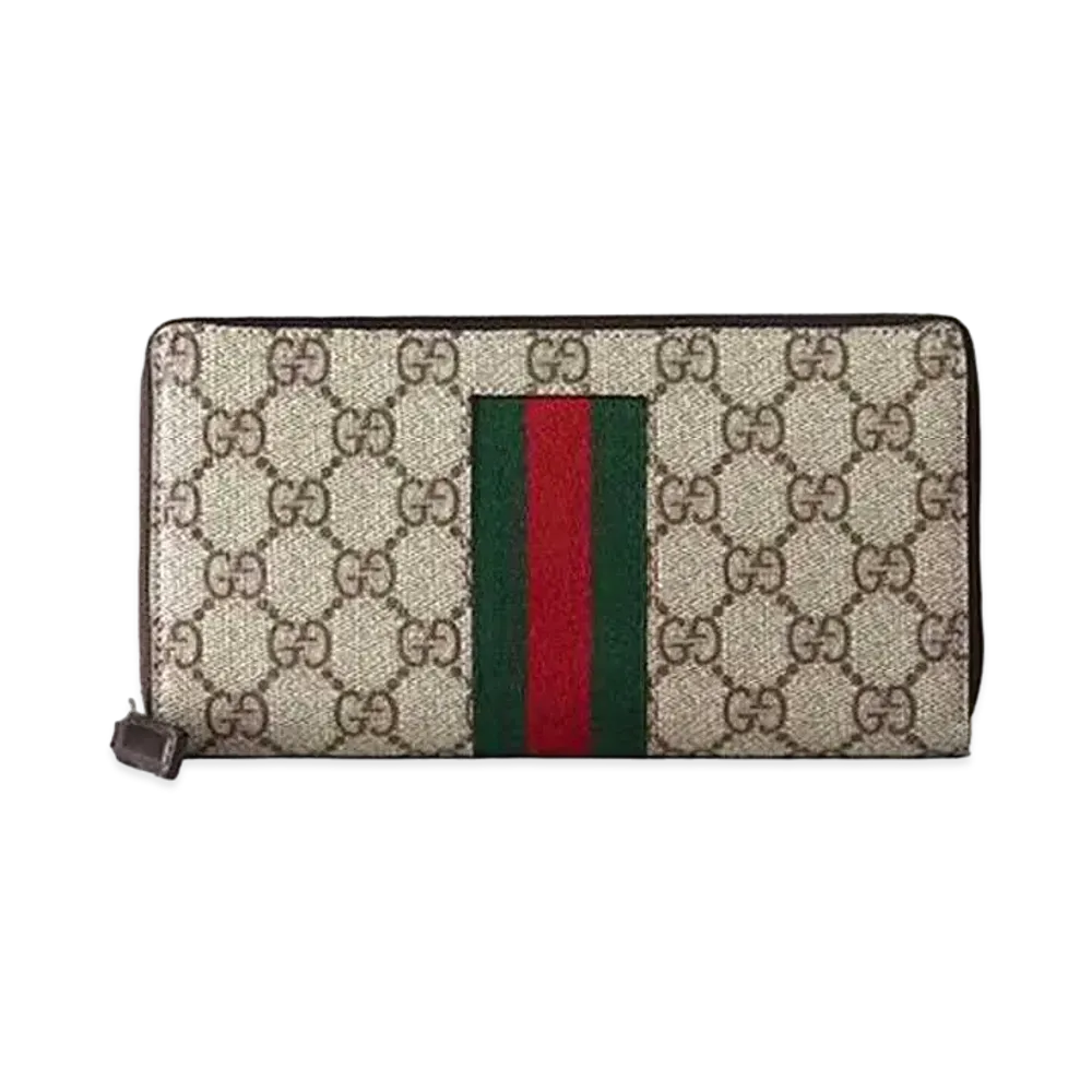 GUCCI GG Supreme Web Zip Around Wallet