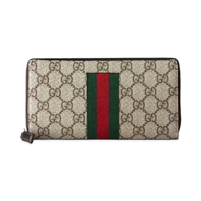 GUCCI GG Supreme Web Zip Around Wallet