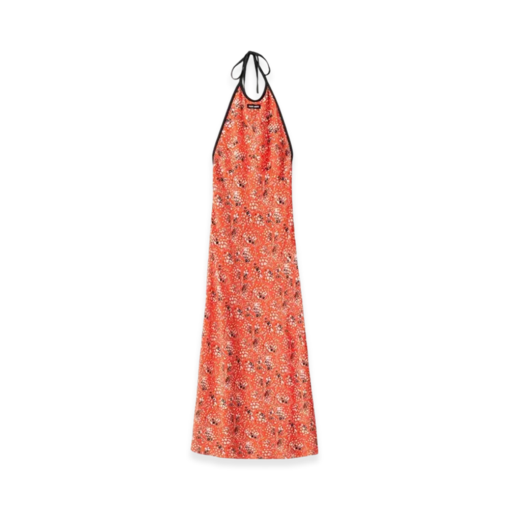 MIU MIU Women's Long Marocain Dress "Orange"
