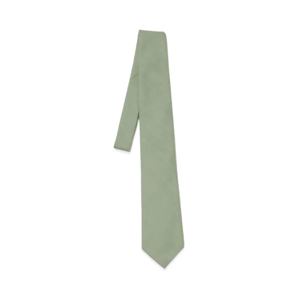 AURALEE Wool Herringbone Tie "Olive"