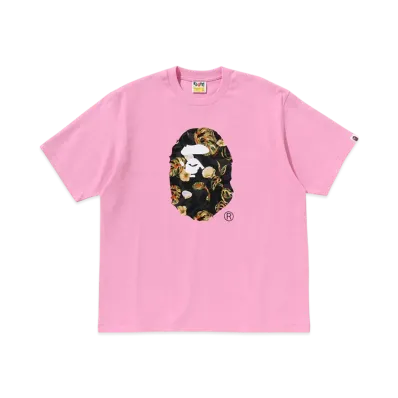 A BATHING APE Vacation Pattern Ape Head Relaxed Fit Tee "Pink"