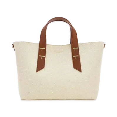 CHARLES & KEITH Metallic Accent Double Handle Bag "Chocolate"