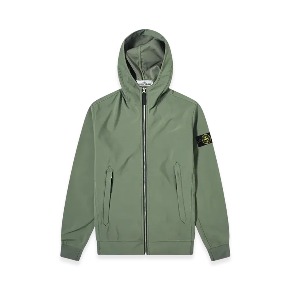 Stone Island 40927 Light Soft Shell-R Hooded Jacket - 20SS "Olive Green"