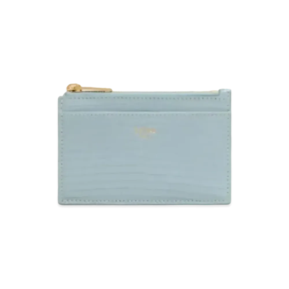 CELINE Zipped Card Holder in Lizard  "Ice Blue"