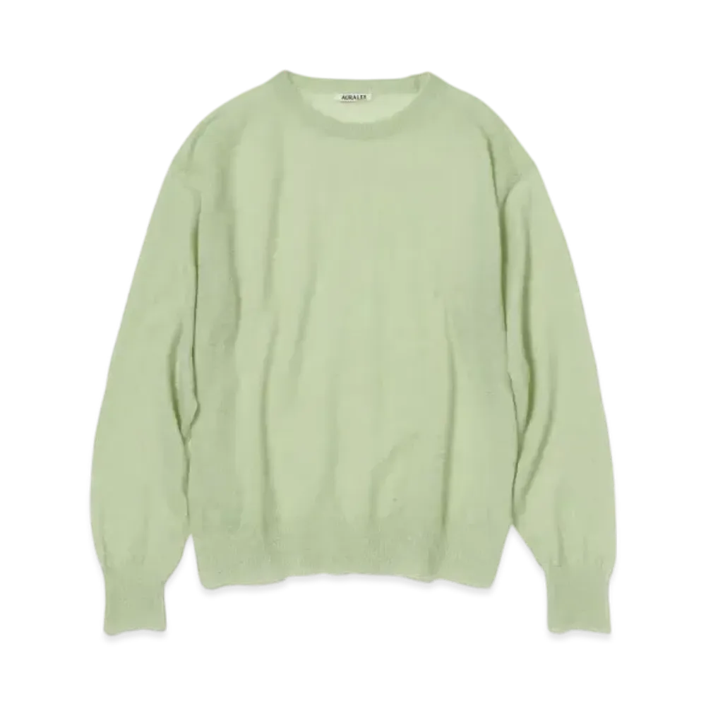 AURALEE Kid Mohair Sheer Knit P/O "Pale Green"