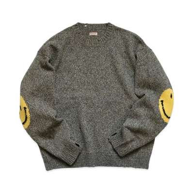 KAPITAL 7G WOOL HAPPY CREW SWEATER "Gray"
