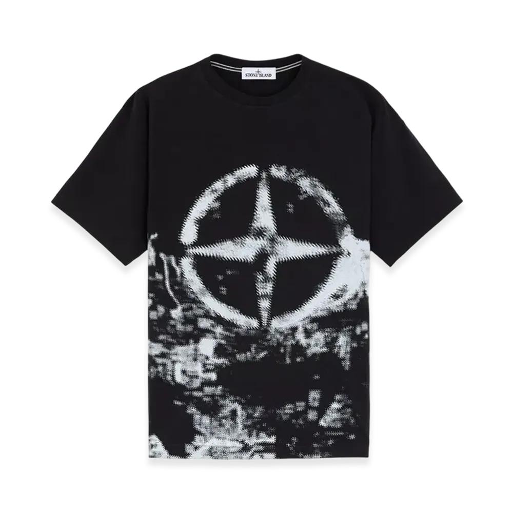 Stone Island 2RCE7 24/2 Cotton Jersey Short-Sleeve T-Shirt with Camouflage Print - 24FW "Black"