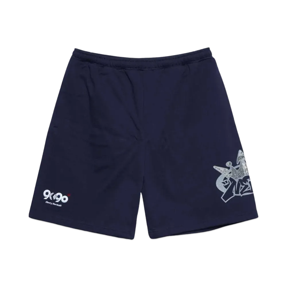 9090 9090 x NERDUNIT King Logo Sweat Half Pants "Navy"