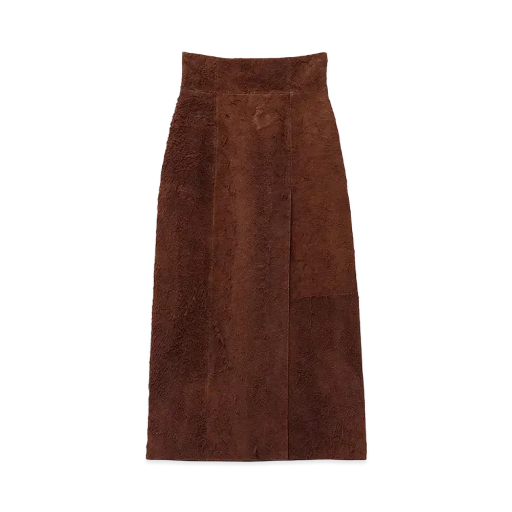 Alexander McQUEEN Suede Pencil Skirt "Brown"