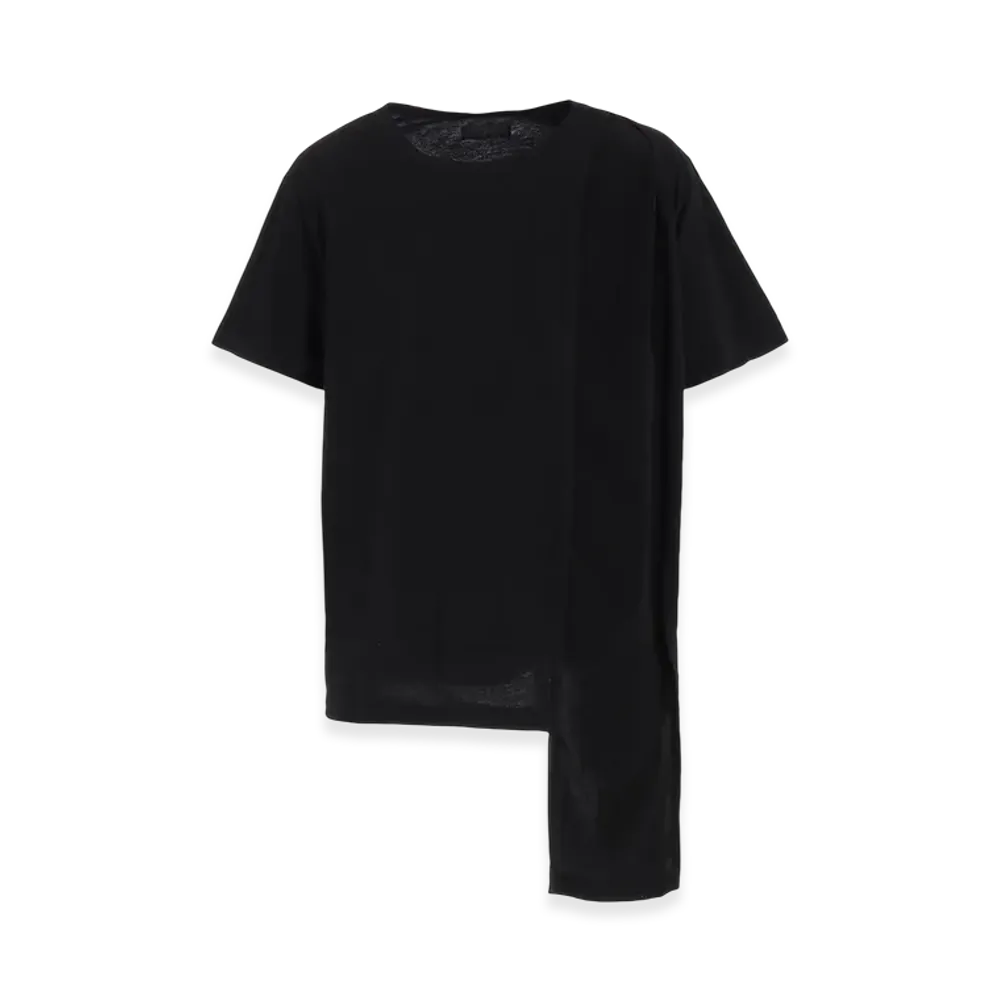 S'YTE Soft Jersey Crepe De Chine Asymmetrical T-Shirt "Black"