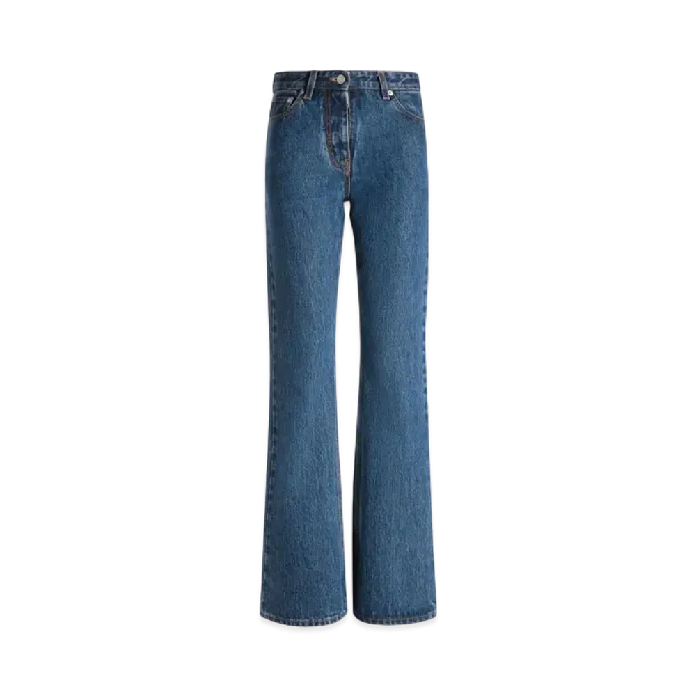 Bally Flared Denim Pants in Medium Blue Cotton "Blue"