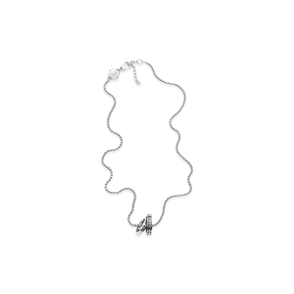 Diesel Double Ring Pendant Necklace "Silver"