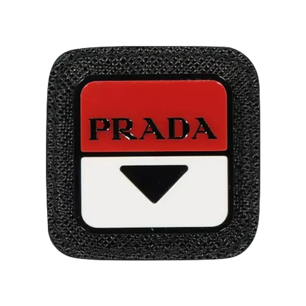 PRADA Women's Leather Trimmed Logo Badge "Black/Red/White"