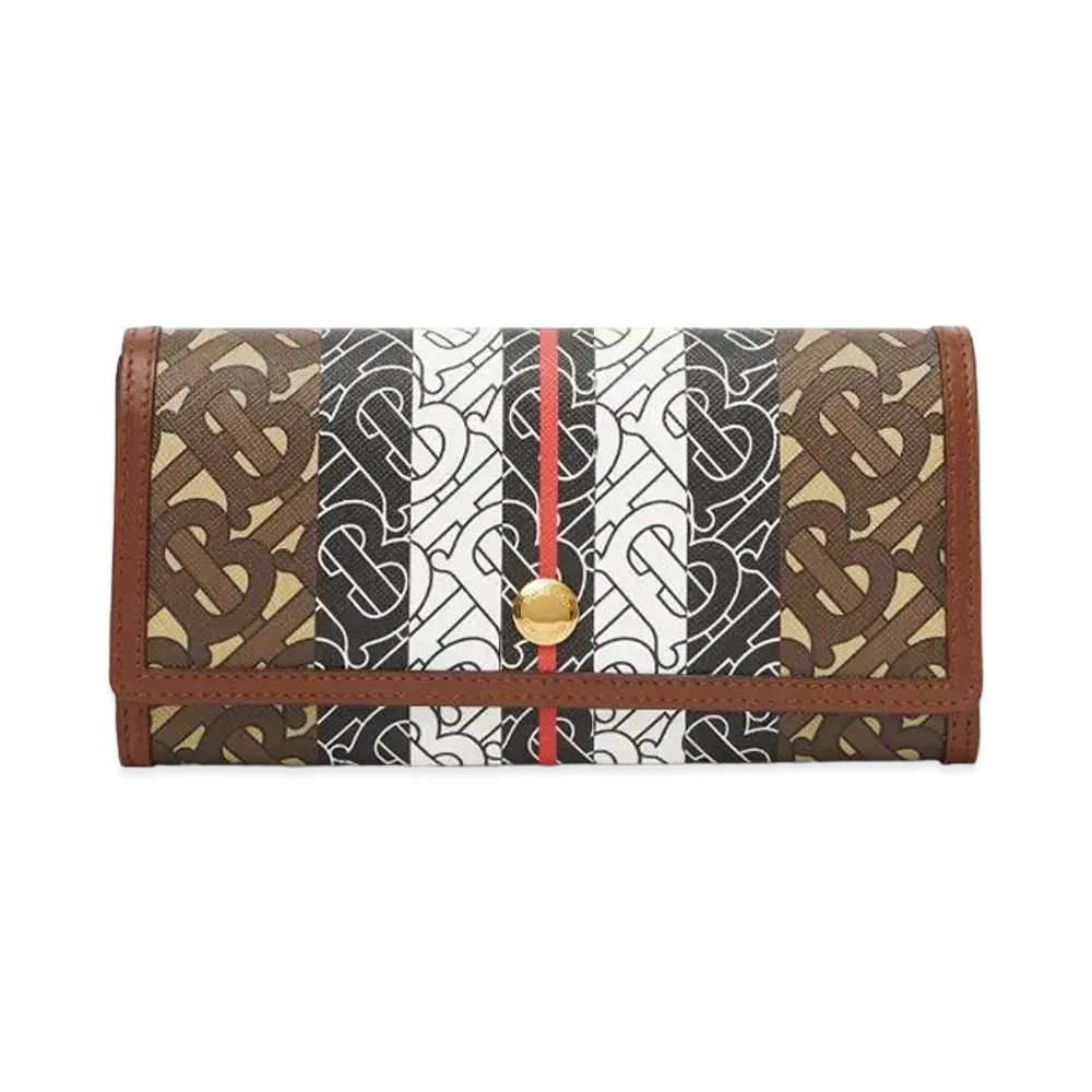 Burberry Monogram Stripe E-canvas Continental Wallet "Bridle Brown"