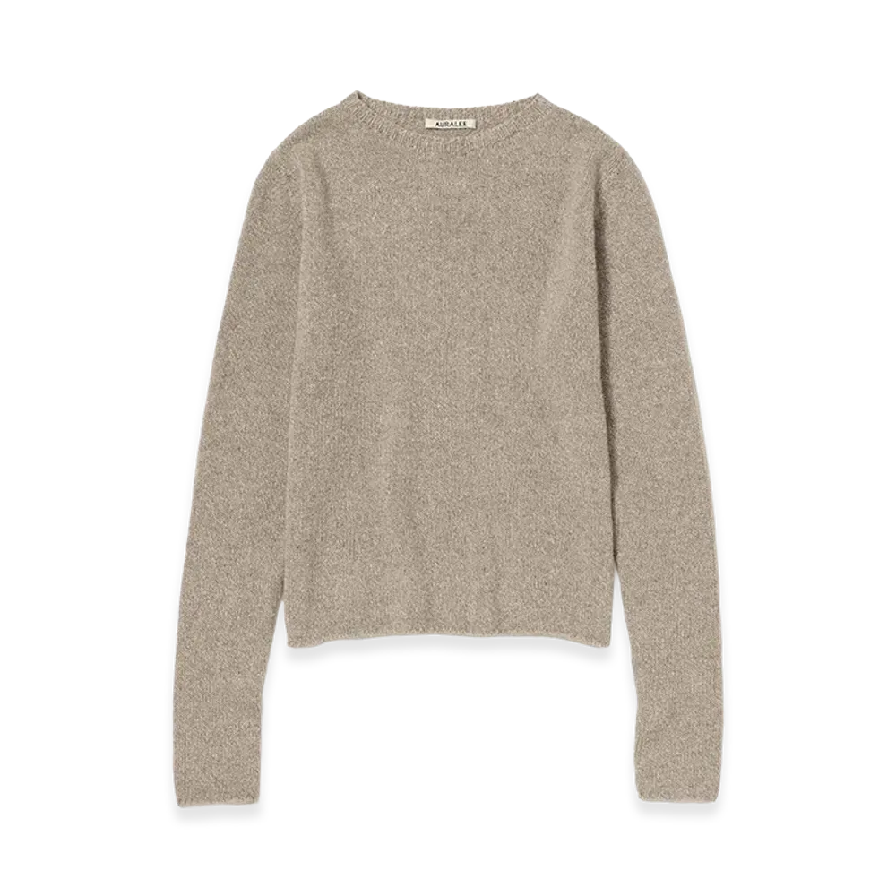 AURALEE Women's Cashmere Silk Melange Knit P/O "Mix Beige"