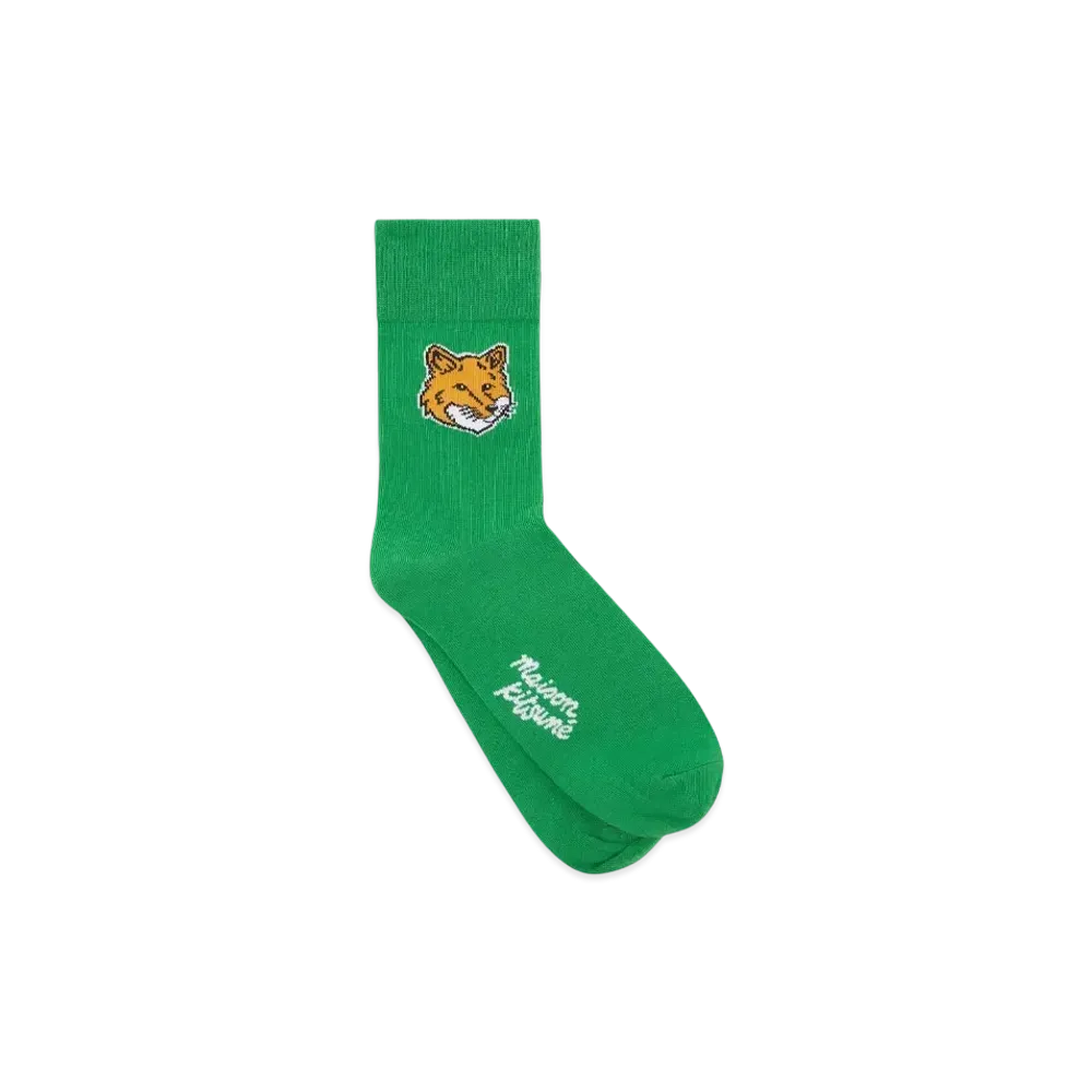 Maison Kitsune Foxhead Socks "Trail Green"