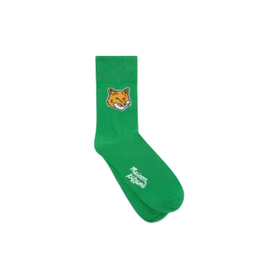 Maison Kitsune Foxhead Socks "Trail Green"