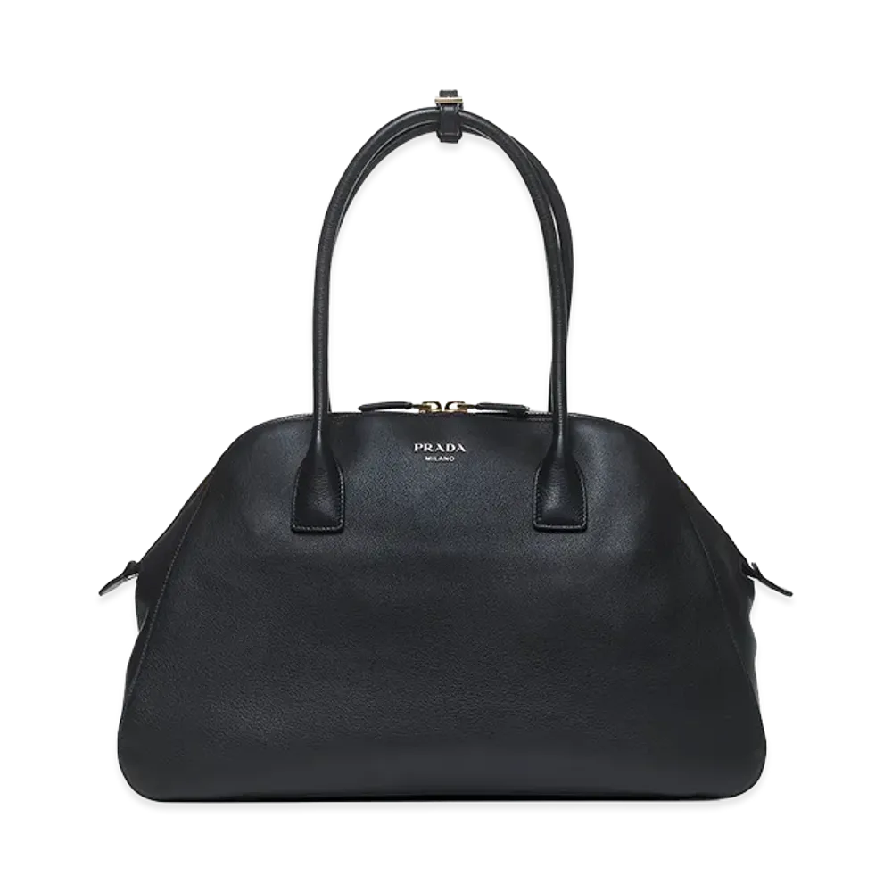 PRADA Women's Medium Leather Shopping Bag "Black"