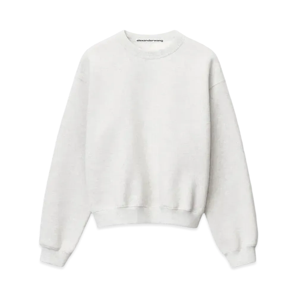 Alexander Wang Dense Fleece Crewneck Pullover "Vintage Heather Gray"