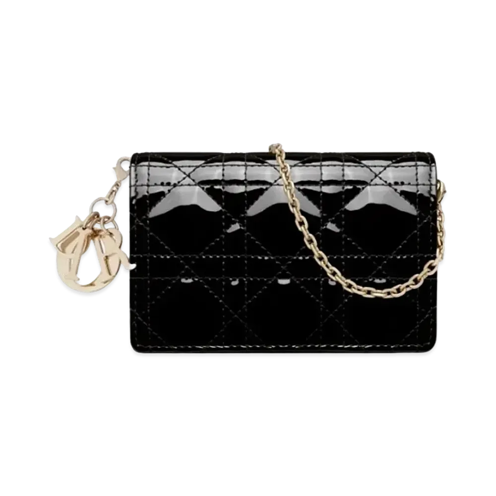 Dior Lady Nano Pouch Patent Cannage Calfskin "Black"