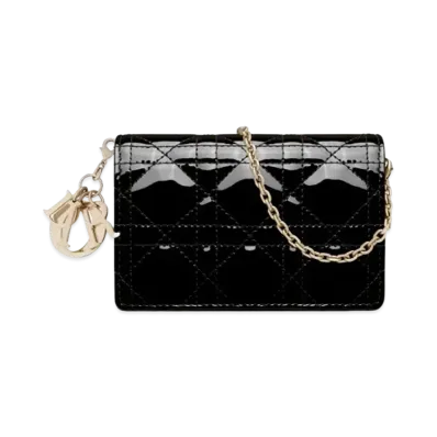 Dior Lady Nano Pouch Patent Cannage Calfskin "Black"