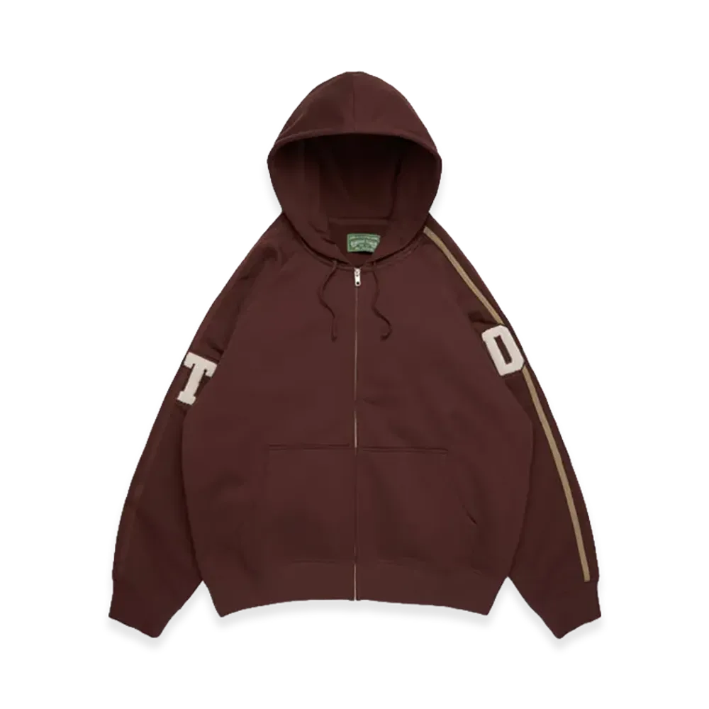 DENIM TEARS DT Chenille Patch Zip Hoodie "Brown"