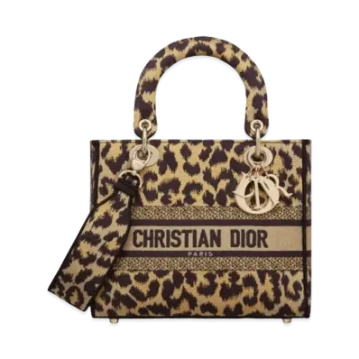 Dior Medium Lady D Lite Bag Mizza Embroidery "Leopard"