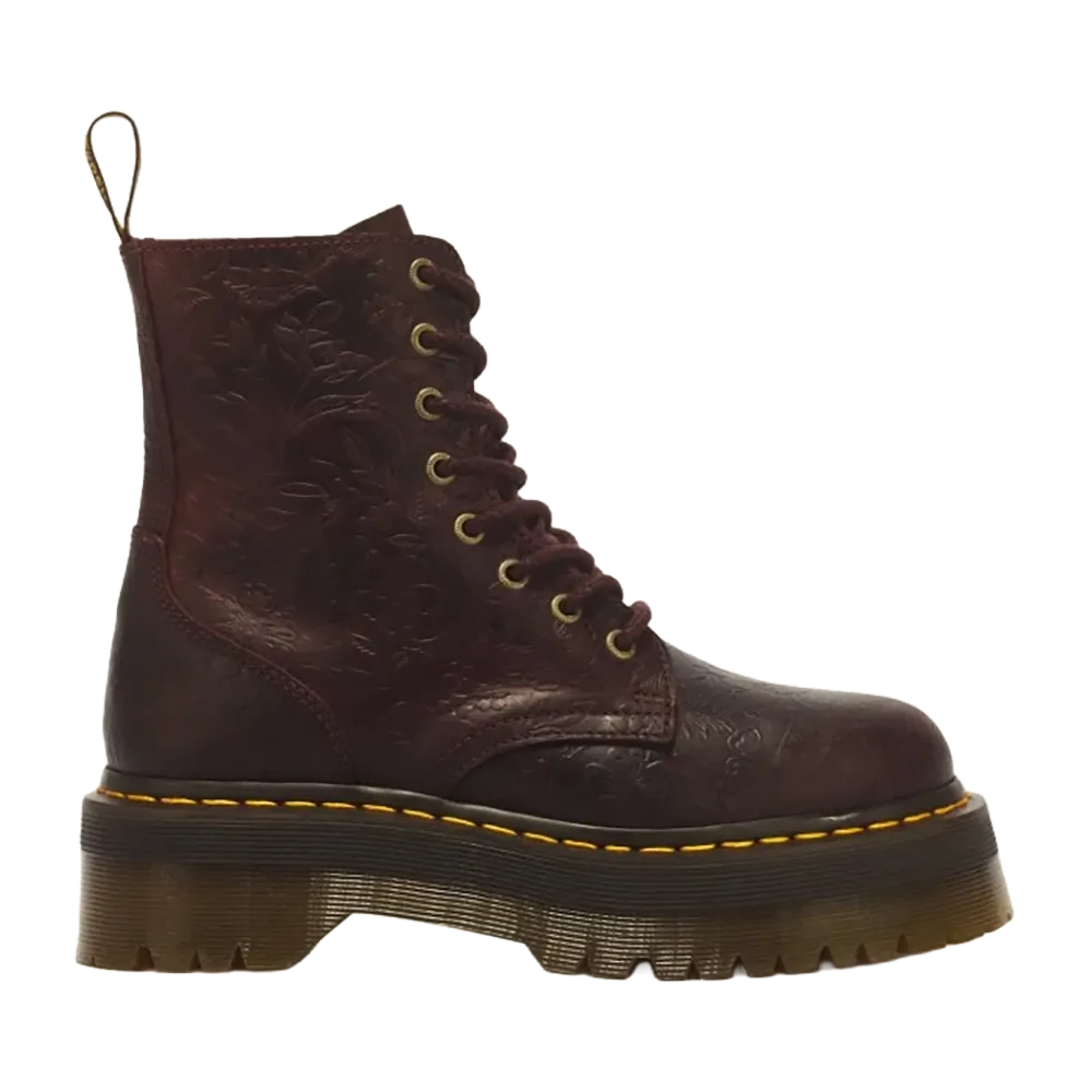Dr.Martens Jadon Emboss Floral 8 Eye Boots "Cherry Red"