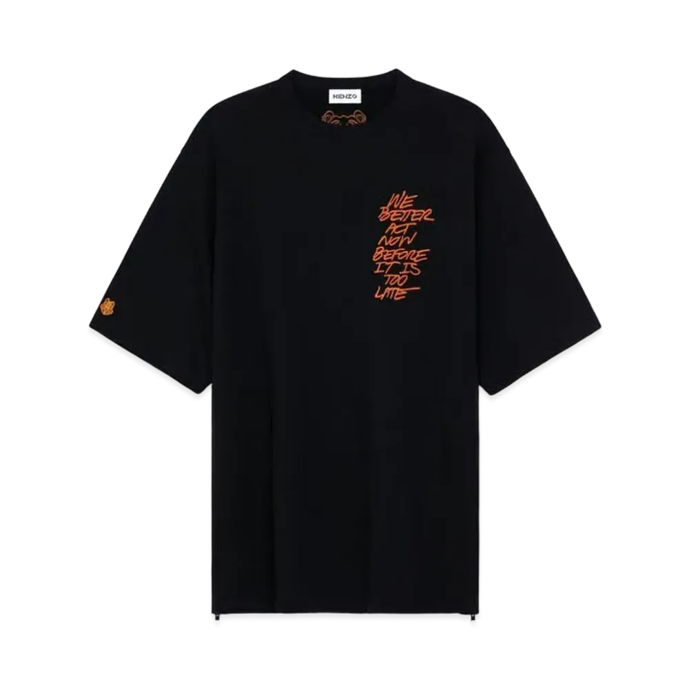 KENZO Oversized T-shirt 'We better act now' "Black"