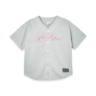 X-Girl Women's Script Logo Baseball Shirt "Grey"