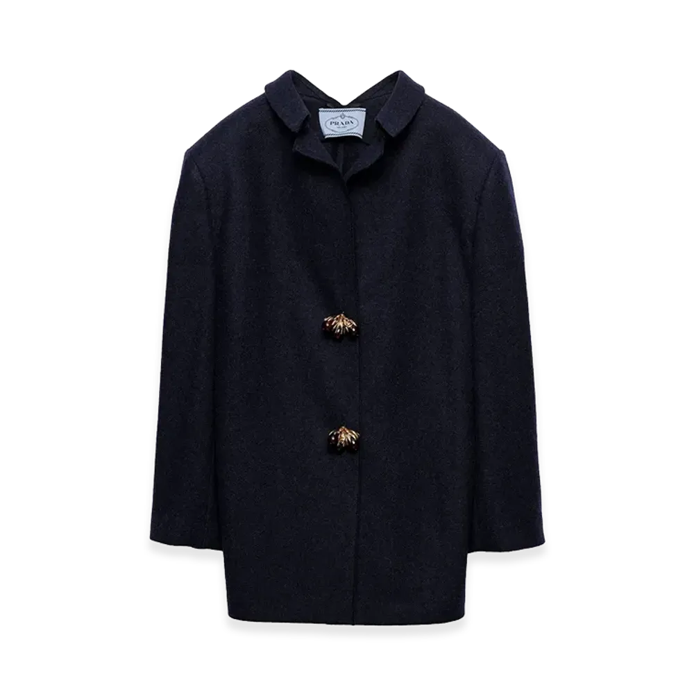 PRADA Women's Shetland Wool Coat "Blue"