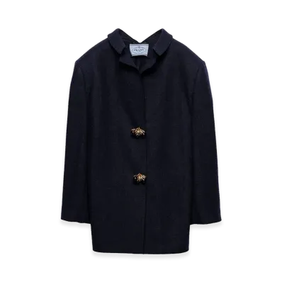 PRADA Women's Shetland Wool Coat "Blue"