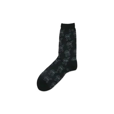 LAD MUSICIAN SOCKS LAD BEAR DRAWING "BLACK x LIGHT GRAY"