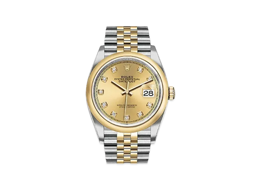 ROLEX Datejust 36 Oyster 36mm 10P Diamonds "Champagne/Oyster Steel/Yellow Gold"