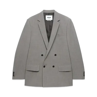 MSGM Melange Virgin Wool Double-Breasted Jacket "Gray"