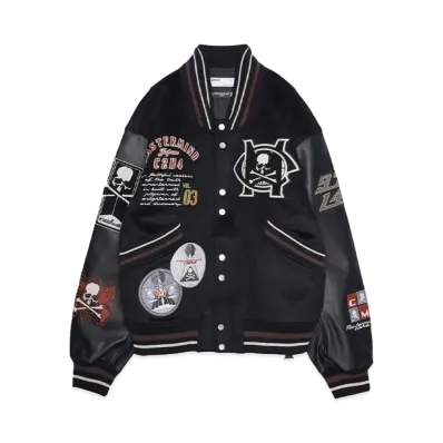 C2H4 x MMJ Curvilinear Varsity Jacket "SILENT BLACK"