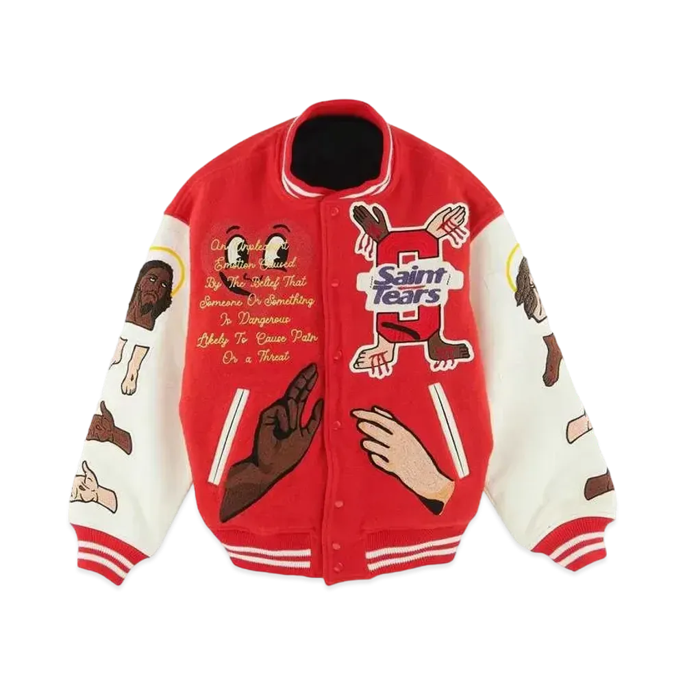 SAINT Mxxxxxx x DENIM TEARS STADIUM JACKET "Red"