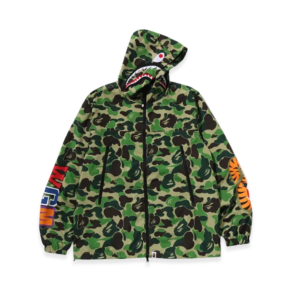 A BATHING APE ABC Camo Shark Hoodie Jacket "Green"