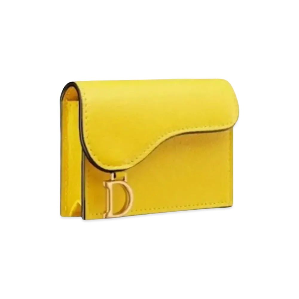Dior Saddle Flip Card Holder "Yellow"