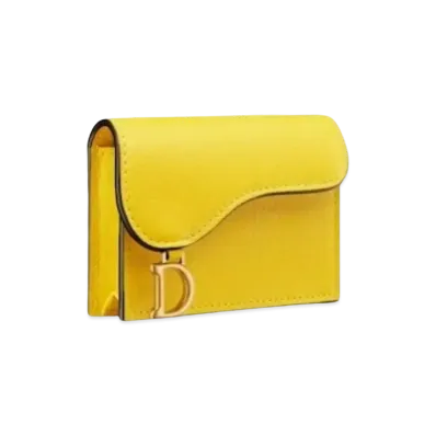 Dior Saddle Flip Card Holder "Yellow"