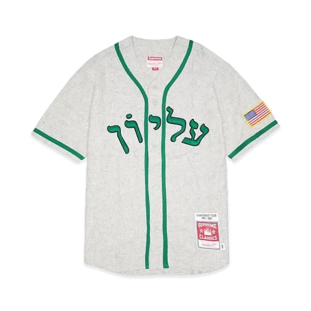 Supreme x Mitchell & Ness Wool Baseball Jersey "Grey"