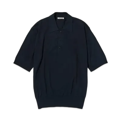 AURALEE Super High Gauge Cotton Knit Polo "Dark Navy"
