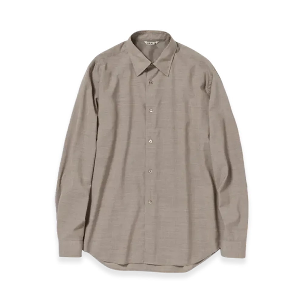 AURALEE Super Fine Tropical Wool Shirt Top "Gray Beige"