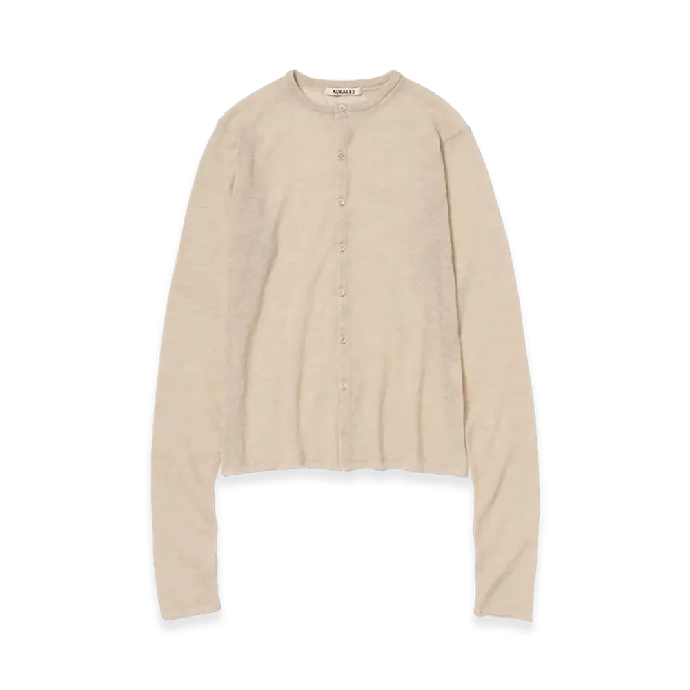AURALEE Women's Sheer Cashmere Knit Cardigan "Top Beige"