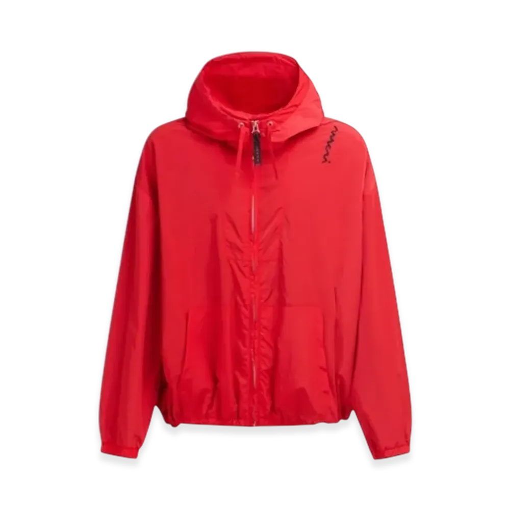 MARNI Crinkled Nylon Hooded Jacket "Red"