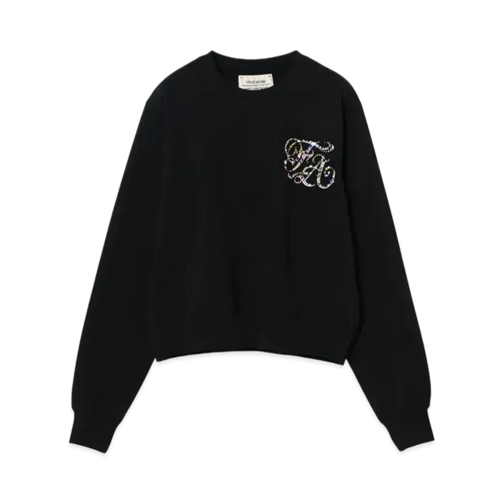 BEAMS FUTURE ARCHIVE Rhinestone Logo Sweat "Black"