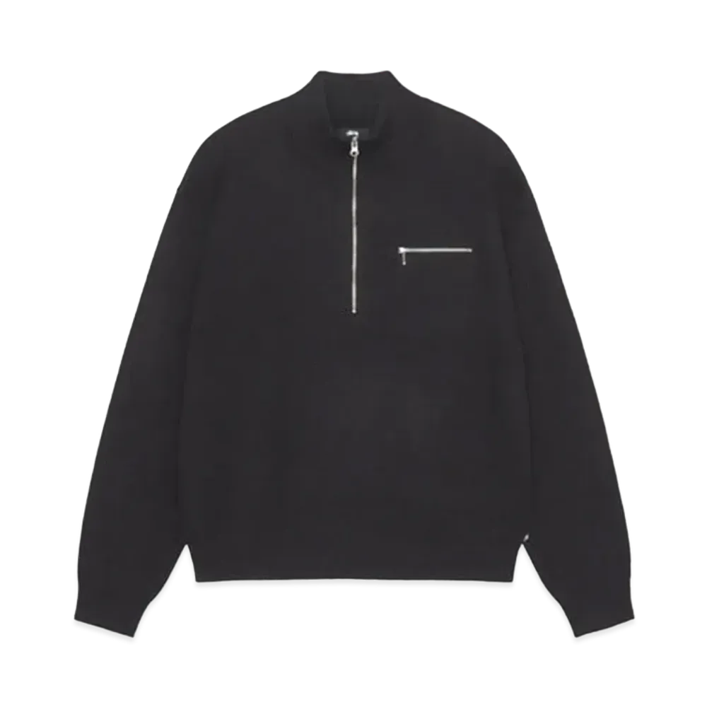 Stussy Half Zip Mock Neck Sweater "Black"