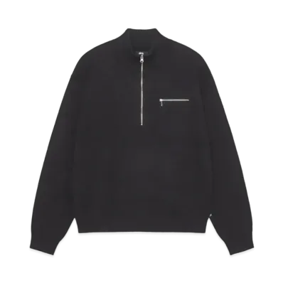 Stussy Half Zip Mock Neck Sweater "Black"